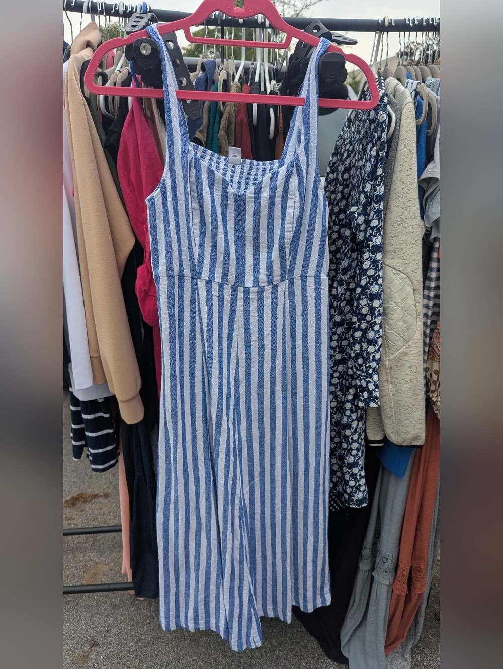Old Navy Blue and White Striped linen Dress
